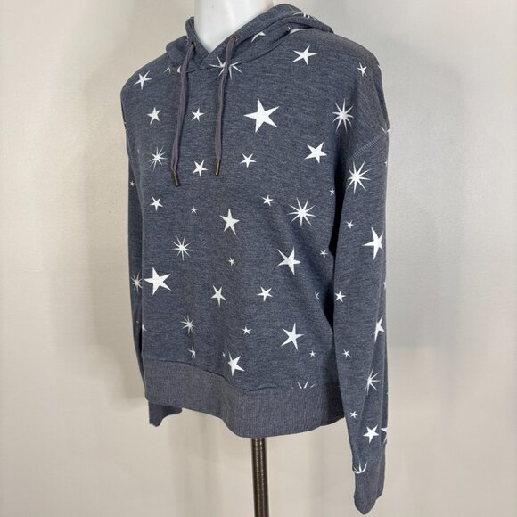 Wildfox Sweatshirt Medium Blue Stars Cropped Hoodie Pullover Women's Casual - Picture 3 of 10